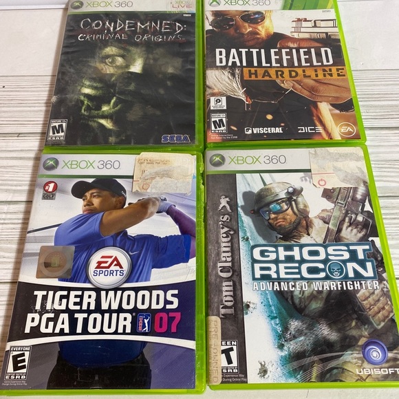 Lot Of 4 Xbox 360 Games Tiger Woods 07 Battlefld Hardline Condemned Ghost Recon